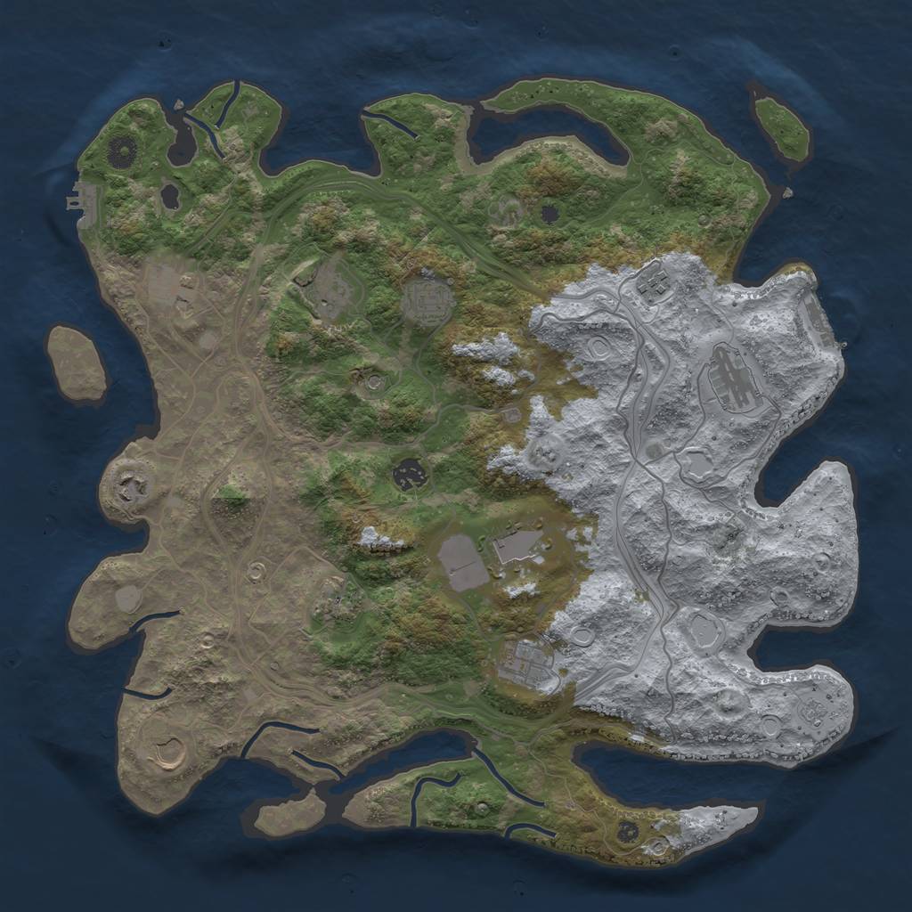 Rust Map: Procedural Map, Size: 4250, Seed: 261351811, 20 Monuments