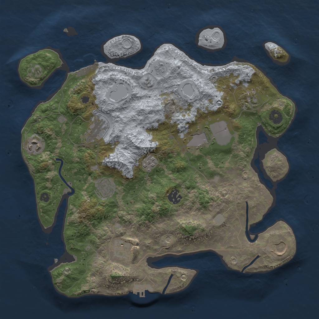 Rust Map: Procedural Map, Size: 3500, Seed: 11999131, 18 Monuments