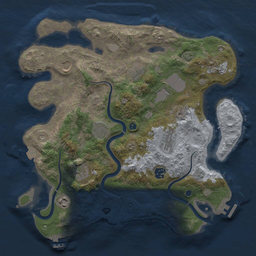 Rust Map: Procedural Map, Size: 3500, Seed: 2058063956, 16 Monuments