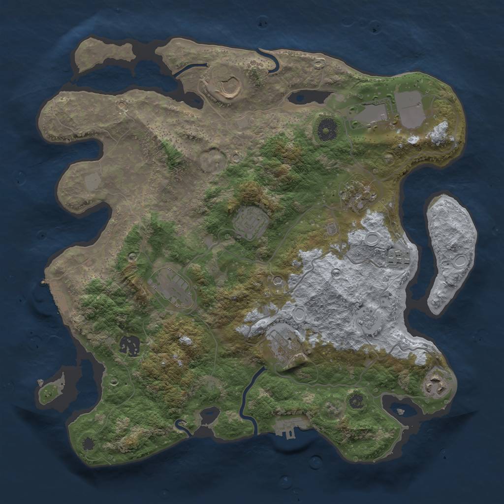Rust Map: Procedural Map, Size: 3500, Seed: 2058063956, 18 Monuments
