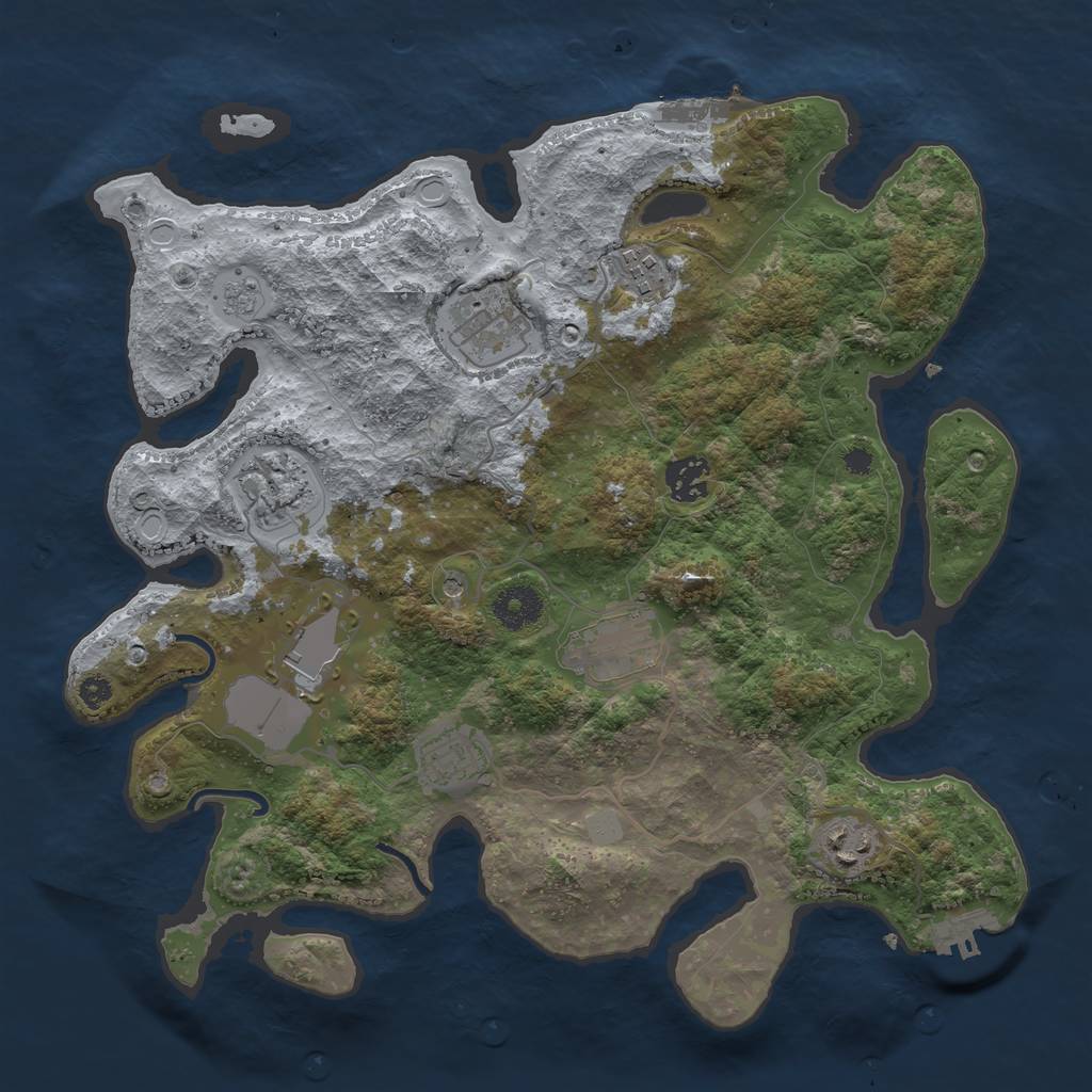 Rust Map: Procedural Map, Size: 3500, Seed: 1039655552, 17 Monuments