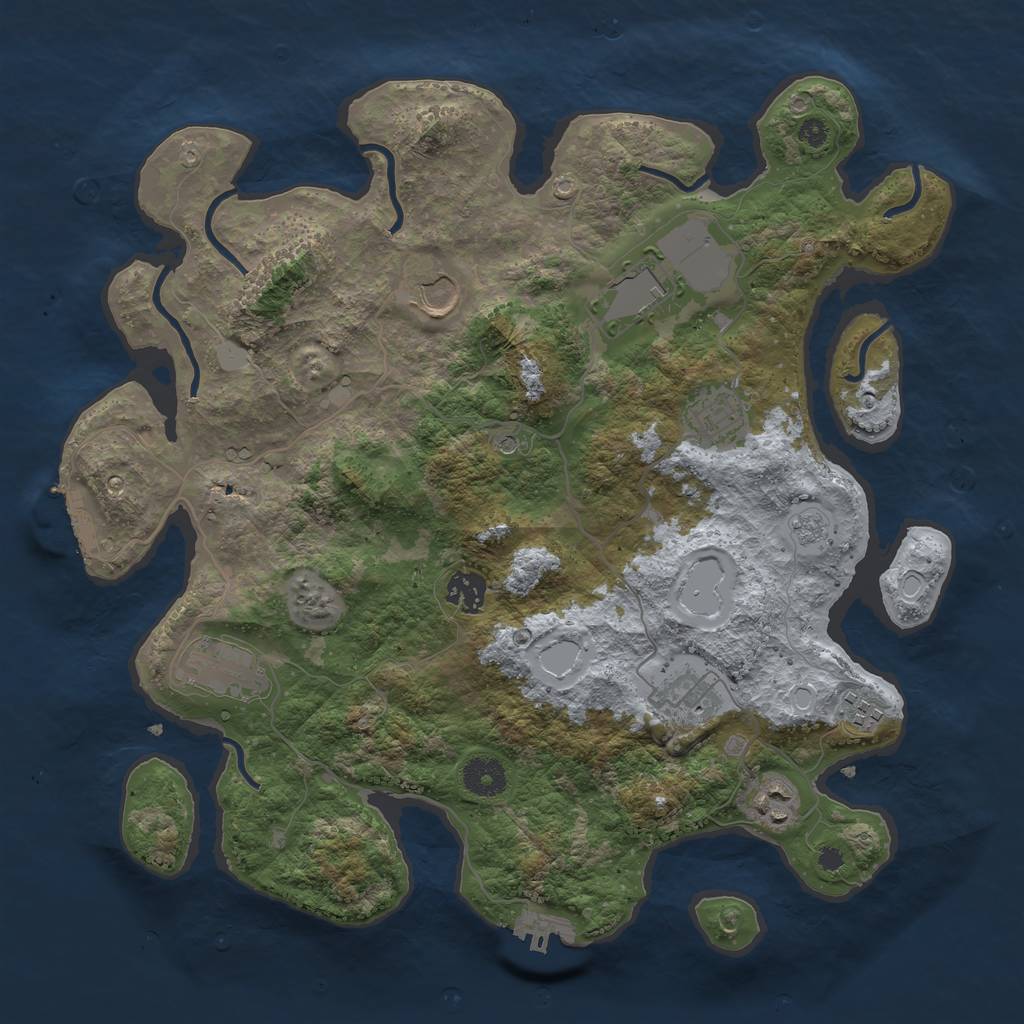 Rust Map: Procedural Map, Size: 3700, Seed: 535054474, 17 Monuments