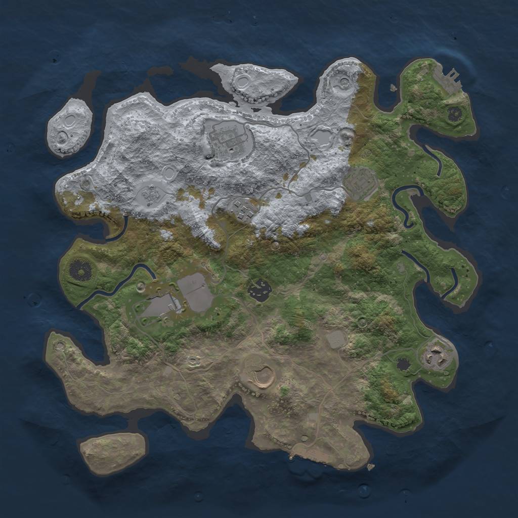 Rust Map: Procedural Map, Size: 3500, Seed: 1151362462, 16 Monuments