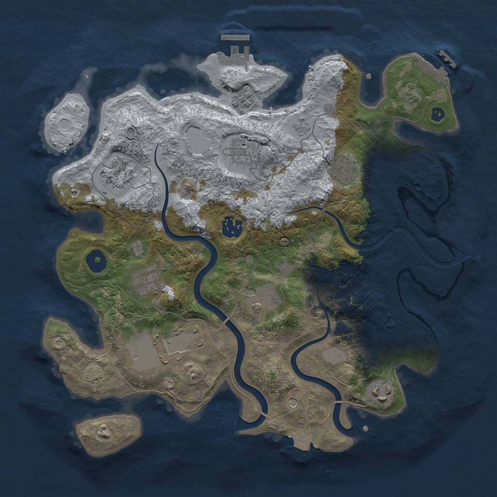 Rust Map: Procedural Map, Size: 3500, Seed: 1151362462, 15 Monuments