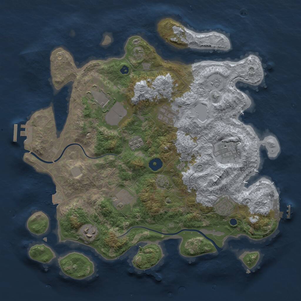 Rust Map: Procedural Map, Size: 3500, Seed: 1754319927, 13 Monuments