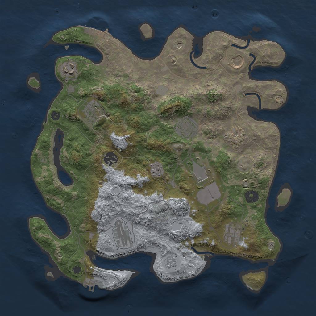 Rust Map: Procedural Map, Size: 3500, Seed: 685566686, 19 Monuments
