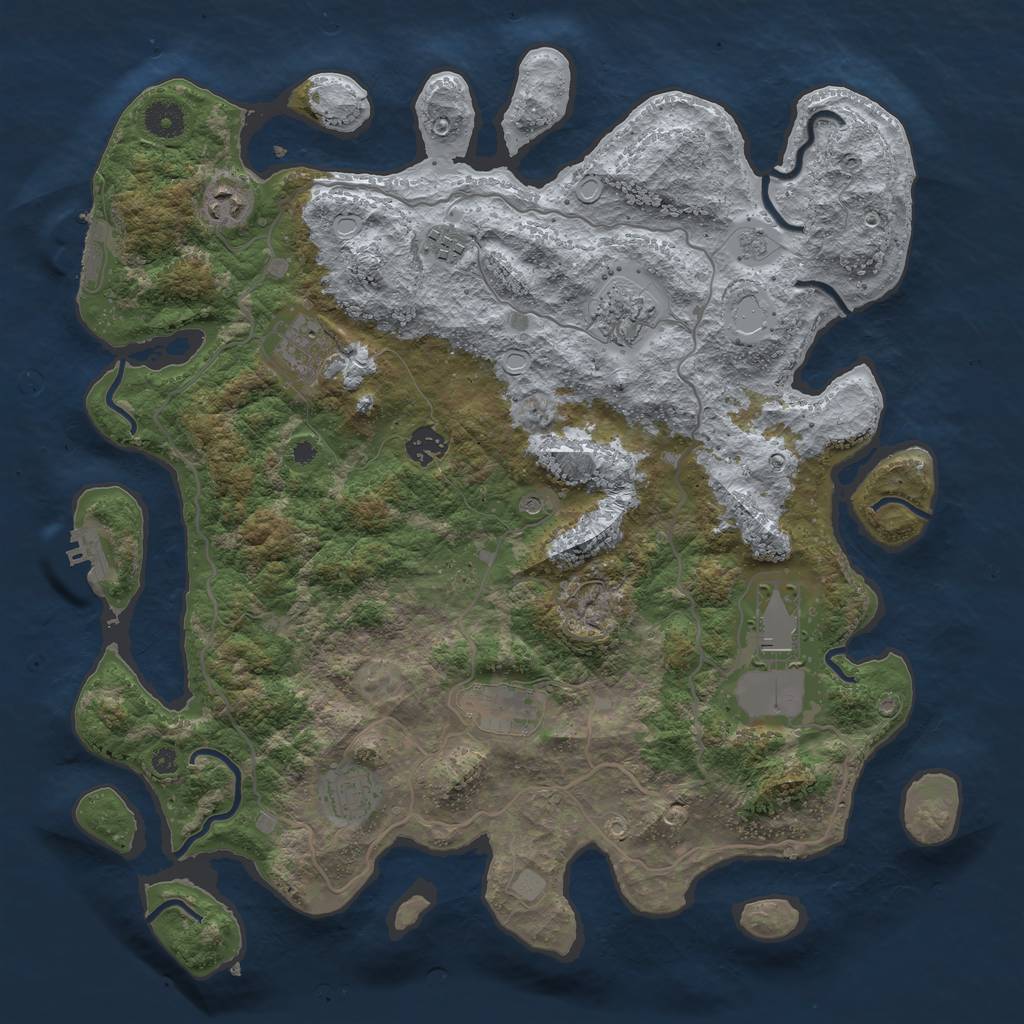 Rust Map: Procedural Map, Size: 4000, Seed: 31356494, 17 Monuments