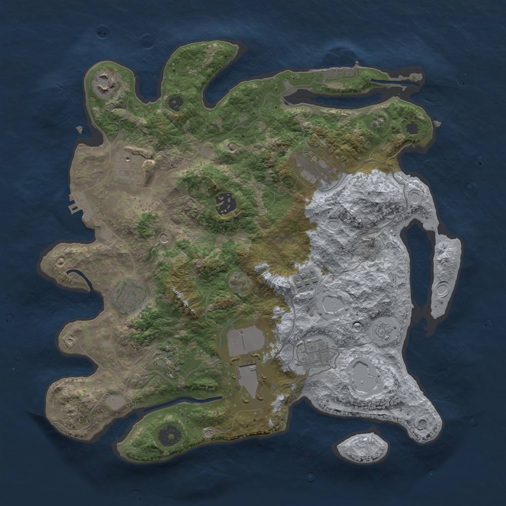 Rust Map: Procedural Map, Size: 3500, Seed: 47326983, 18 Monuments