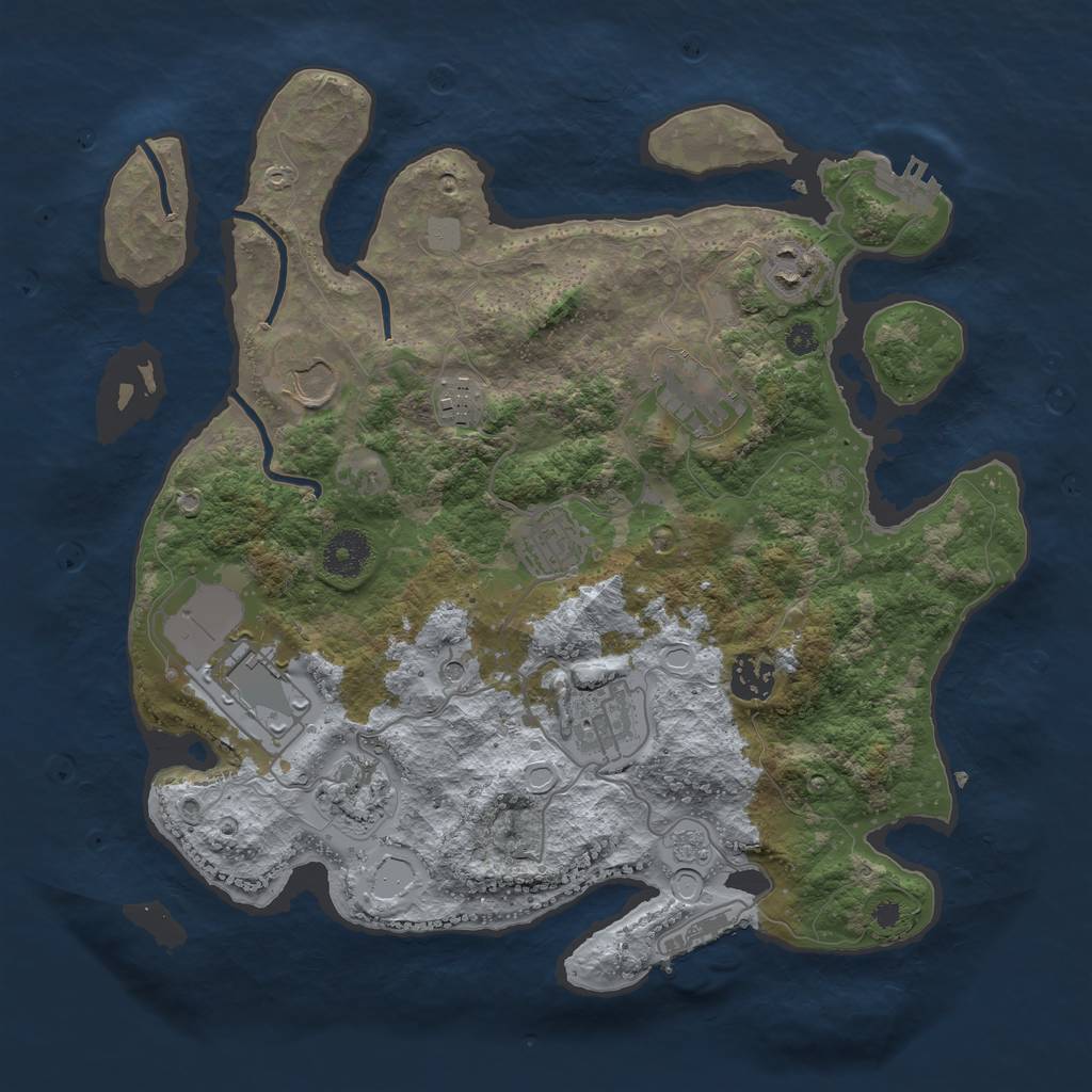 Rust Map: Procedural Map, Size: 3500, Seed: 367937442, 18 Monuments