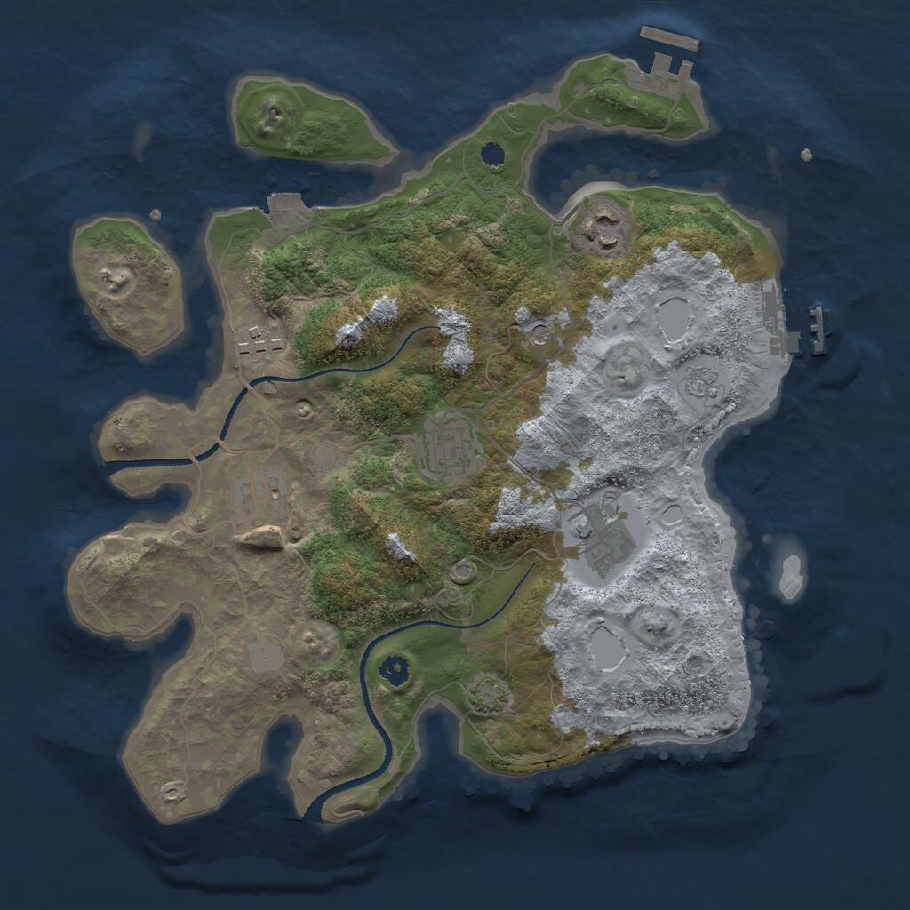 Rust Map: Procedural Map, Size: 3100, Seed: 1013102287, 11 Monuments