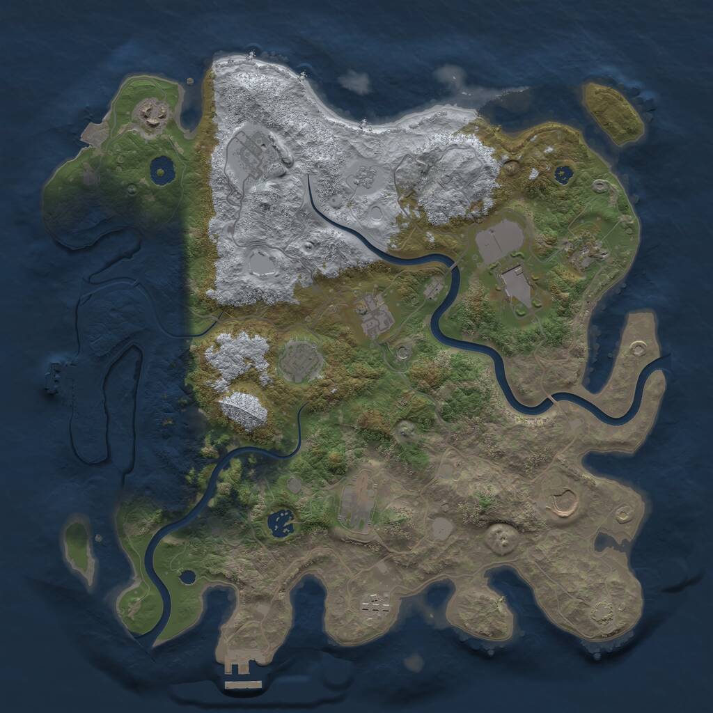 Rust Map: Procedural Map, Size: 3900, Seed: 85238, 16 Monuments