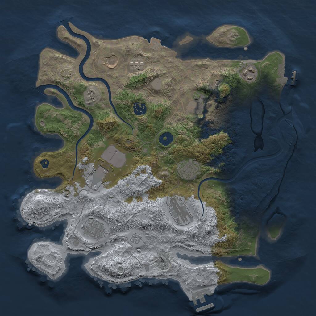 Rust Map: Procedural Map, Size: 3500, Seed: 45654, 15 Monuments