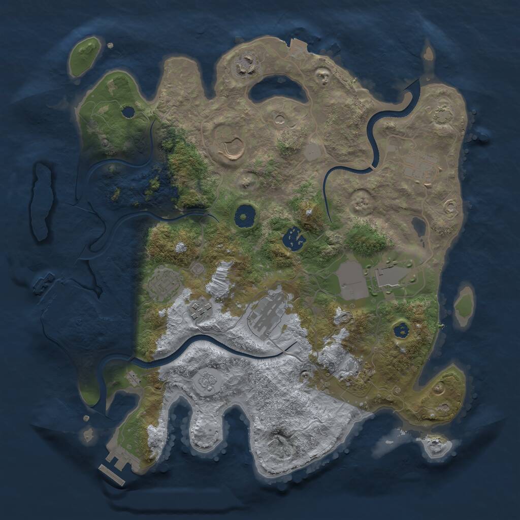 Rust Map: Procedural Map, Size: 3500, Seed: 649598703, 15 Monuments