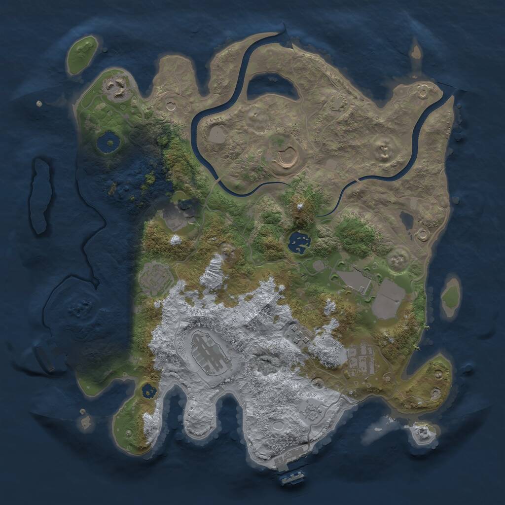 Rust Map: Procedural Map, Size: 3500, Seed: 649598703, 15 Monuments