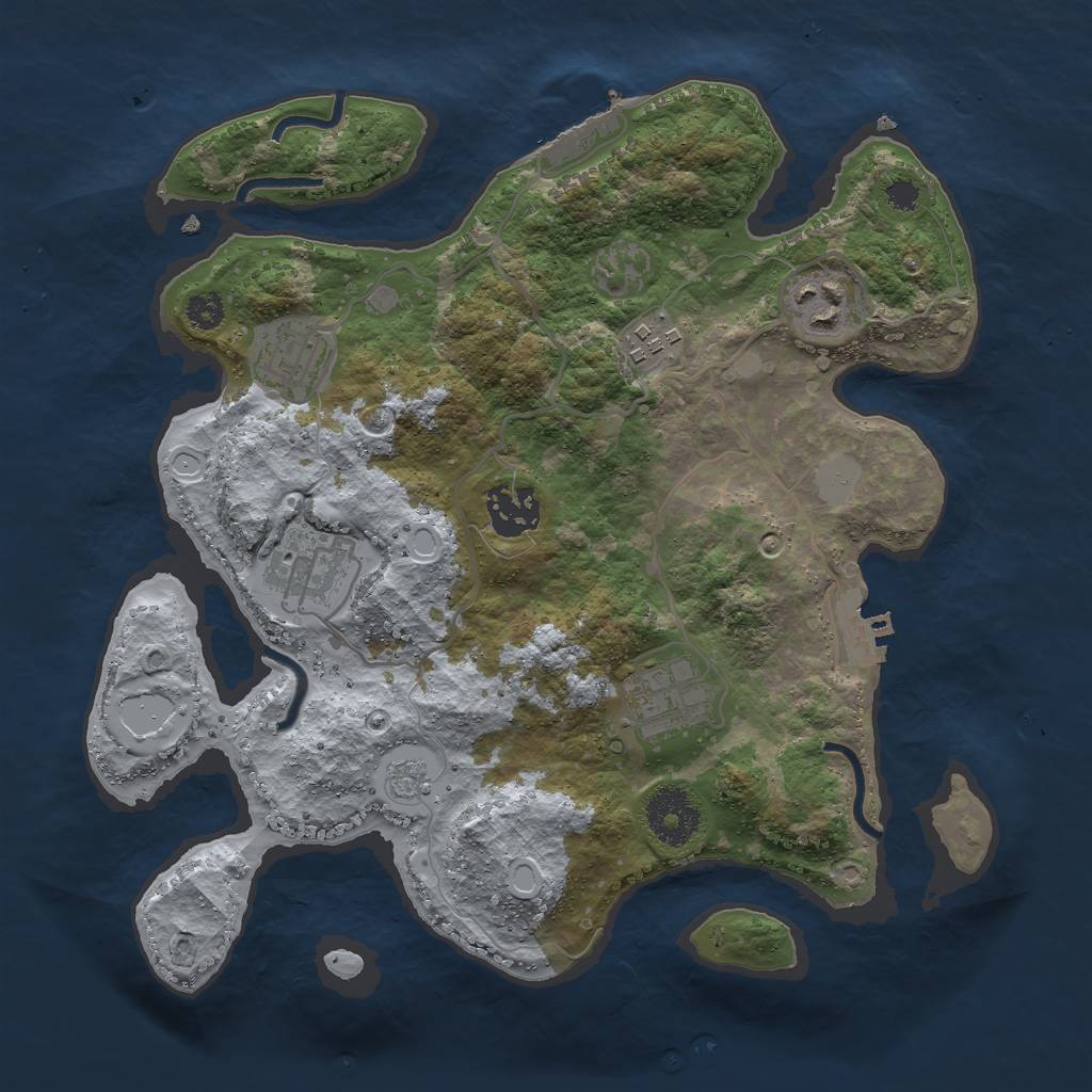 Rust Map: Procedural Map, Size: 3000, Seed: 967671999, 14 Monuments