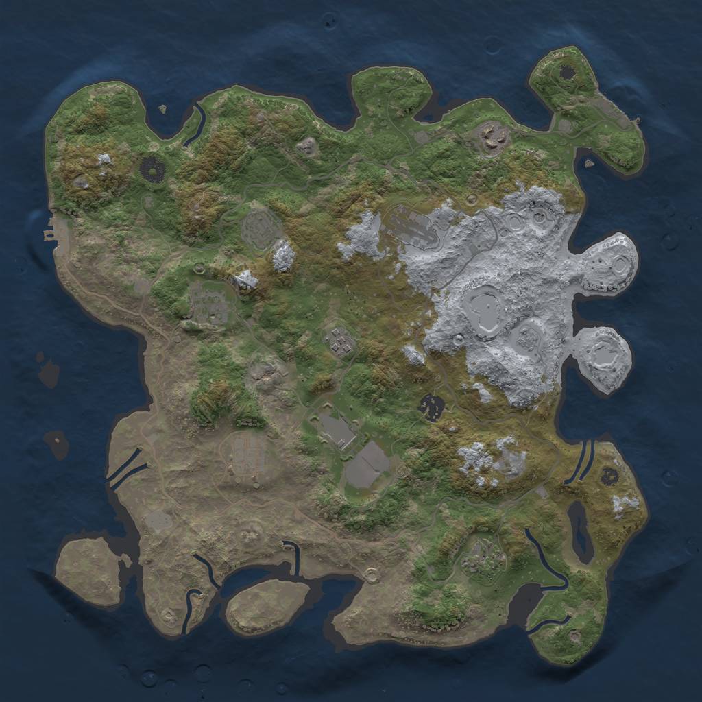 Rust Map: Procedural Map, Size: 4000, Seed: 491402134, 18 Monuments