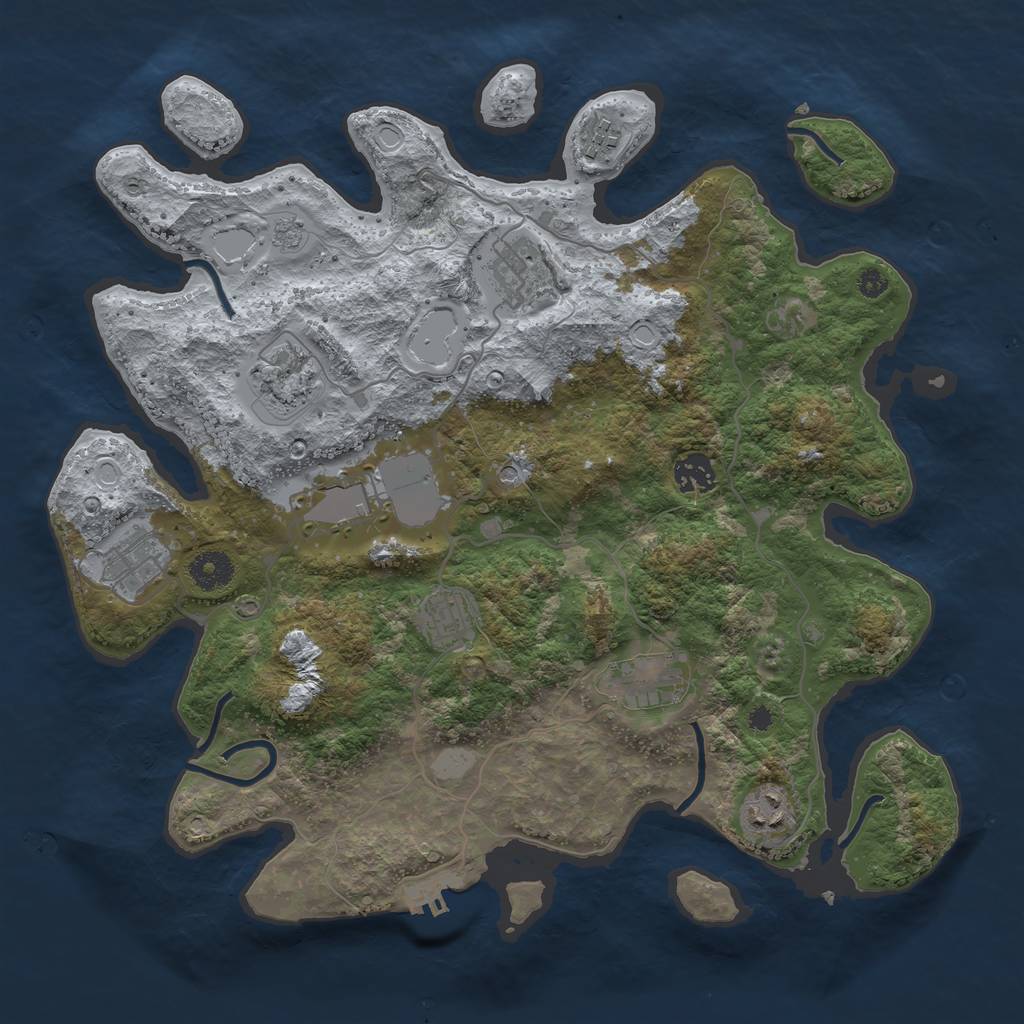 Rust Map: Procedural Map, Size: 3700, Seed: 381785961, 17 Monuments