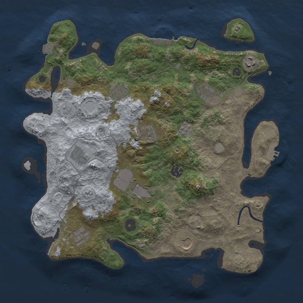 Rust Map: Procedural Map, Size: 3750, Seed: 672282627, 18 Monuments