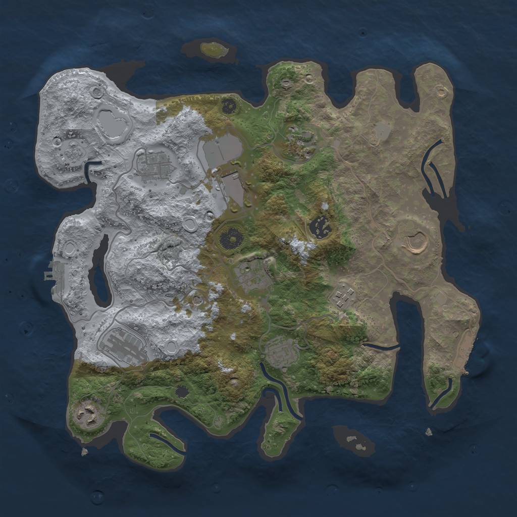 Rust Map: Procedural Map, Size: 3500, Seed: 1410680334, 19 Monuments