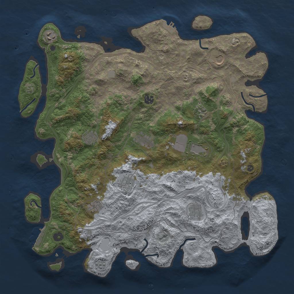 Rust Map: Procedural Map, Size: 4500, Seed: 858776492, 20 Monuments