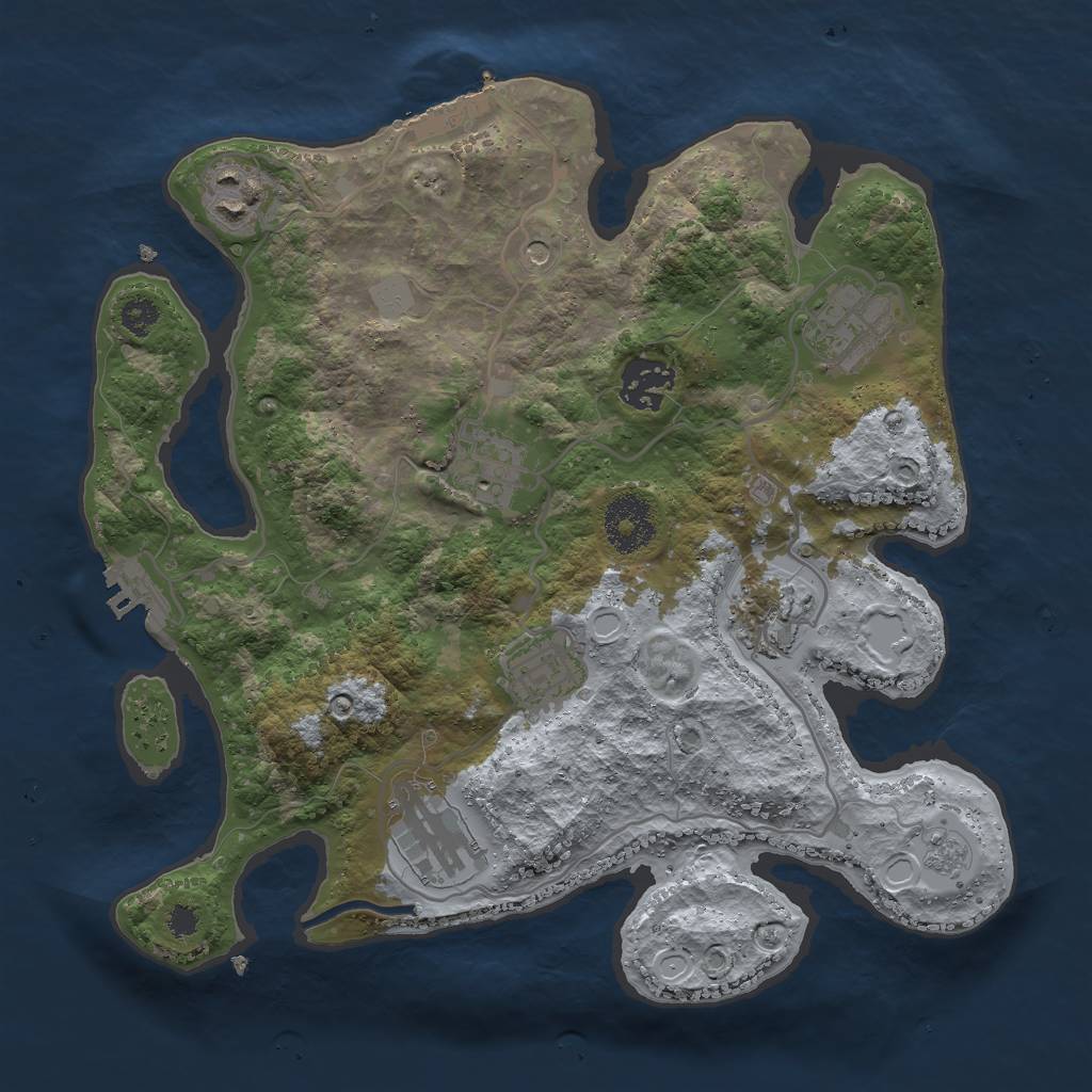 Rust Map: Procedural Map, Size: 3000, Seed: 1214086524, 16 Monuments