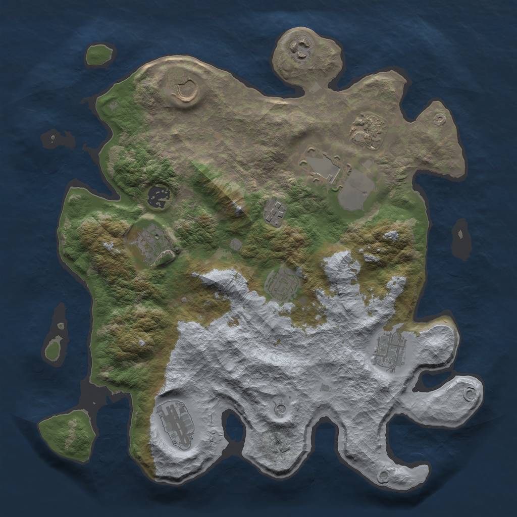 Rust Map: Barren, Size: 3500, Seed: 872799390, 13 Monuments