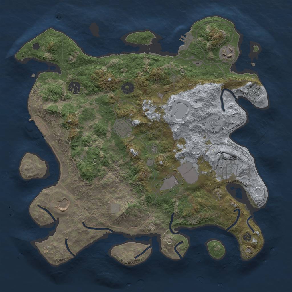 Rust Map: Procedural Map, Size: 3500, Seed: 2113000, 16 Monuments