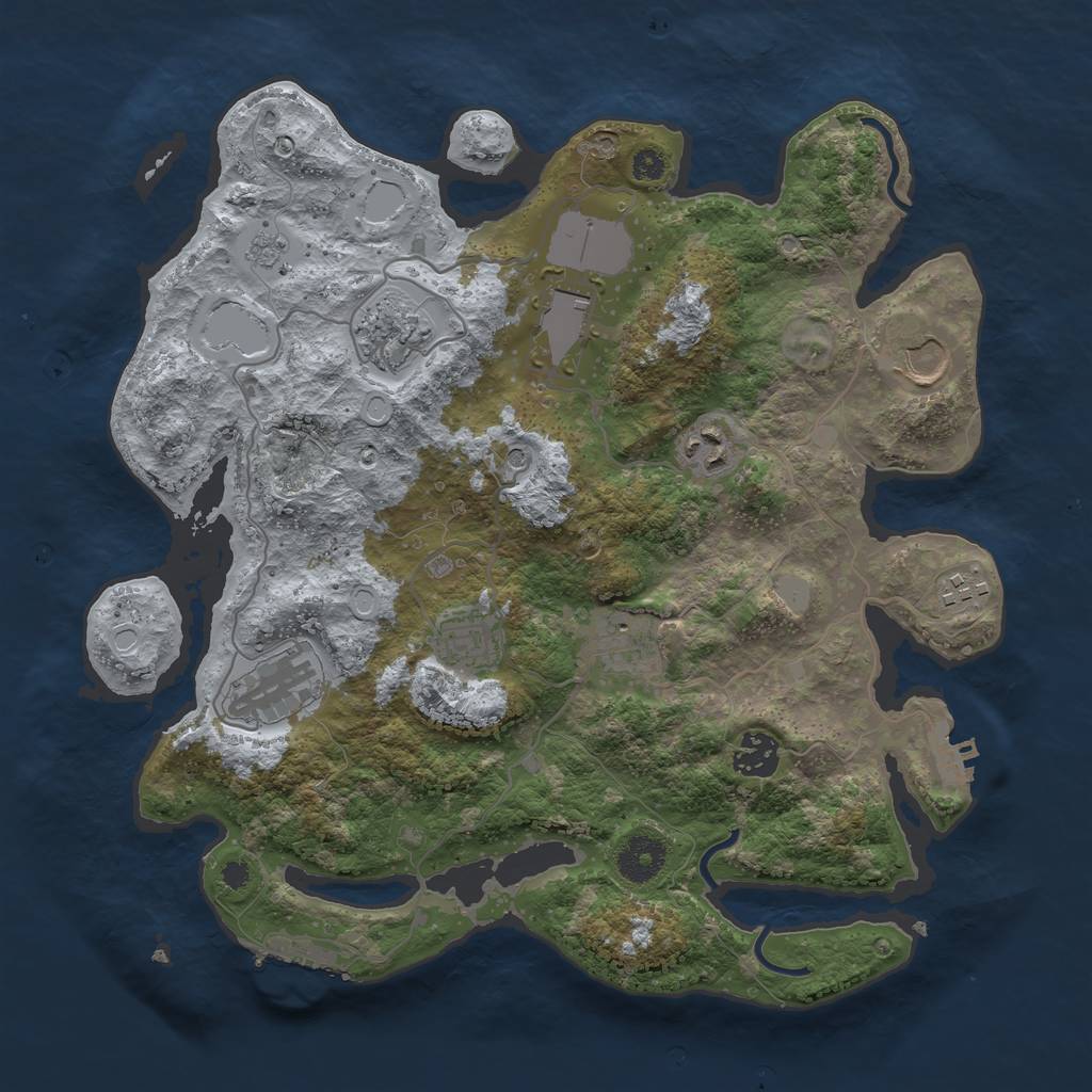 Rust Map: Procedural Map, Size: 3500, Seed: 814376, 18 Monuments