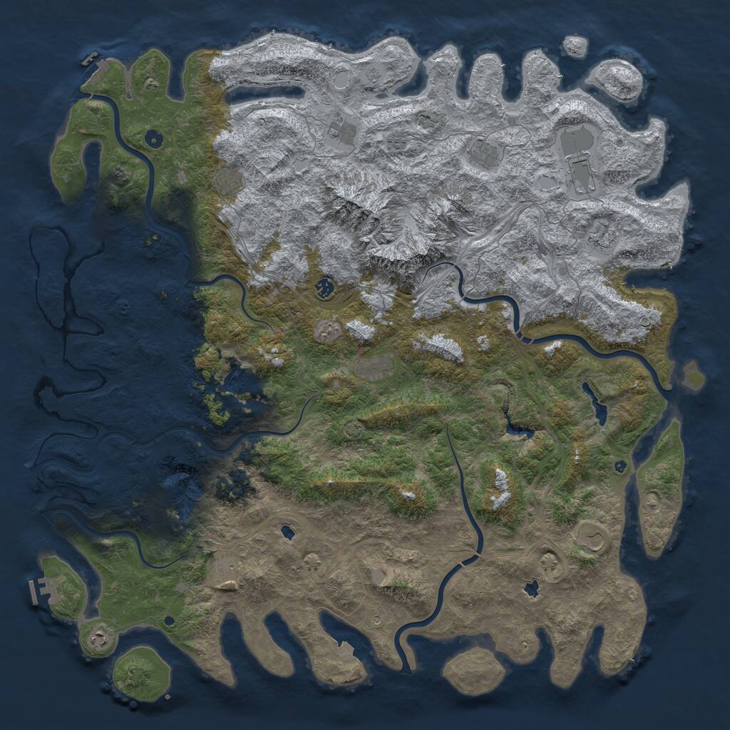 Rust Map: Procedural Map, Size: 6000, Seed: 23873, 17 Monuments