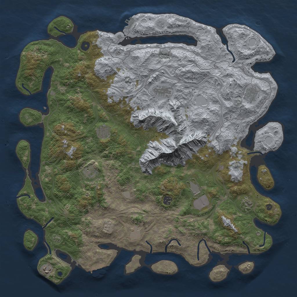 Rust Map: Procedural Map, Size: 5000, Seed: 3254, 19 Monuments