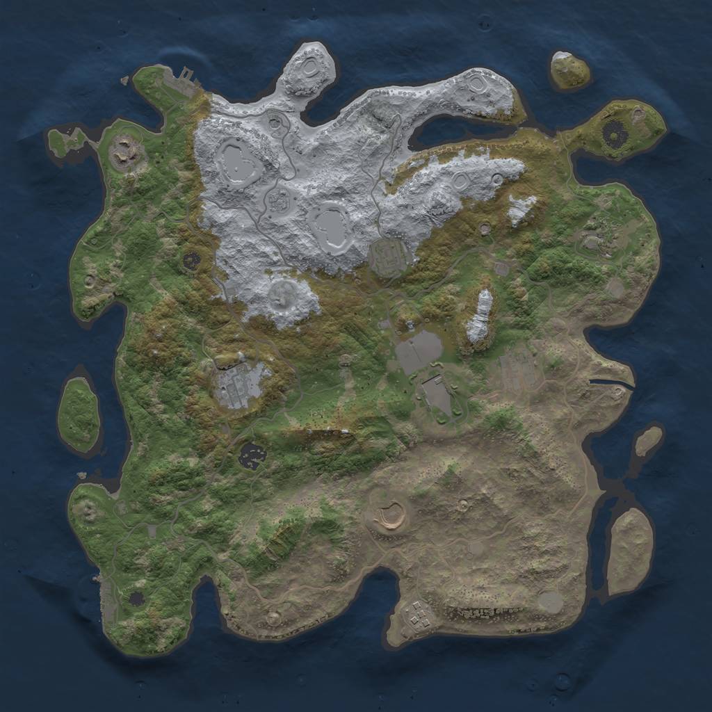 Rust Map: Procedural Map, Size: 4000, Seed: 23664555, 18 Monuments