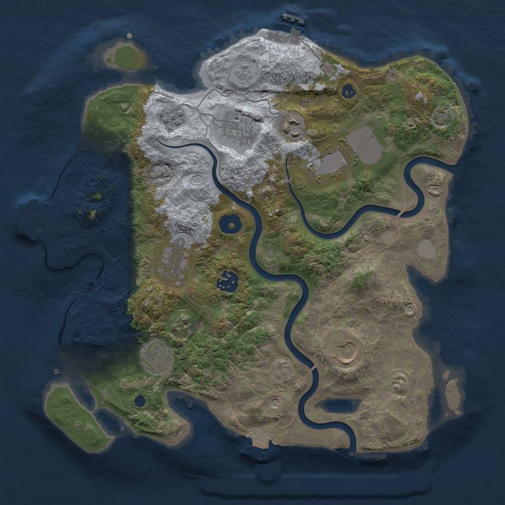 Rust Map: Procedural Map, Size: 3500, Seed: 1848419222, 14 Monuments
