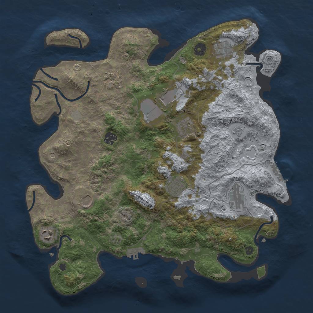 Rust Map: Procedural Map, Size: 3700, Seed: 778441, 18 Monuments
