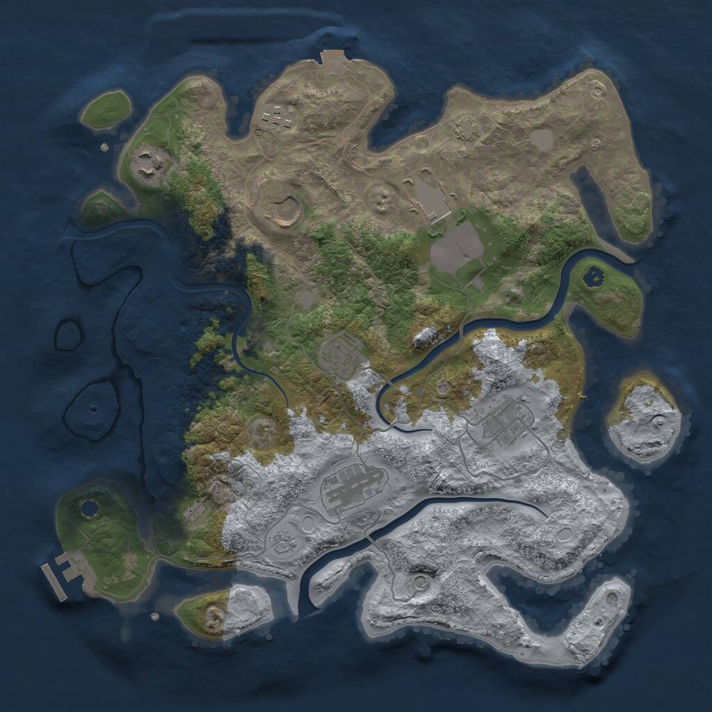 Rust Map: Procedural Map, Size: 3500, Seed: 1422494646, 12 Monuments