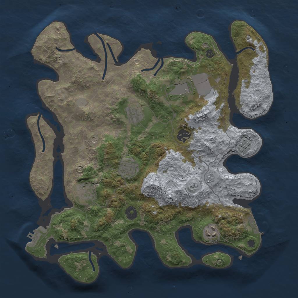 Rust Map: Procedural Map, Size: 3500, Seed: 513108942, 16 Monuments