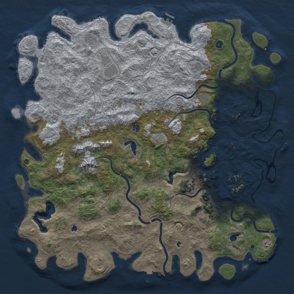 Rust Map: Procedural Map, Size: 6000, Seed: 174403356, 17 Monuments
