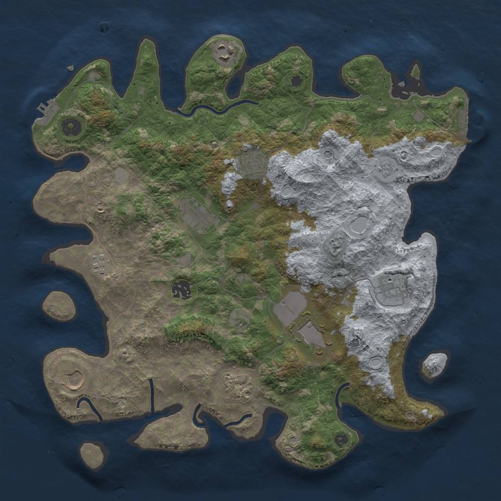Rust Map: Procedural Map, Size: 3850, Seed: 1217773, 18 Monuments