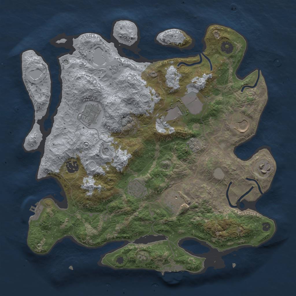 Rust Map: Procedural Map, Size: 3500, Seed: 883336188, 17 Monuments