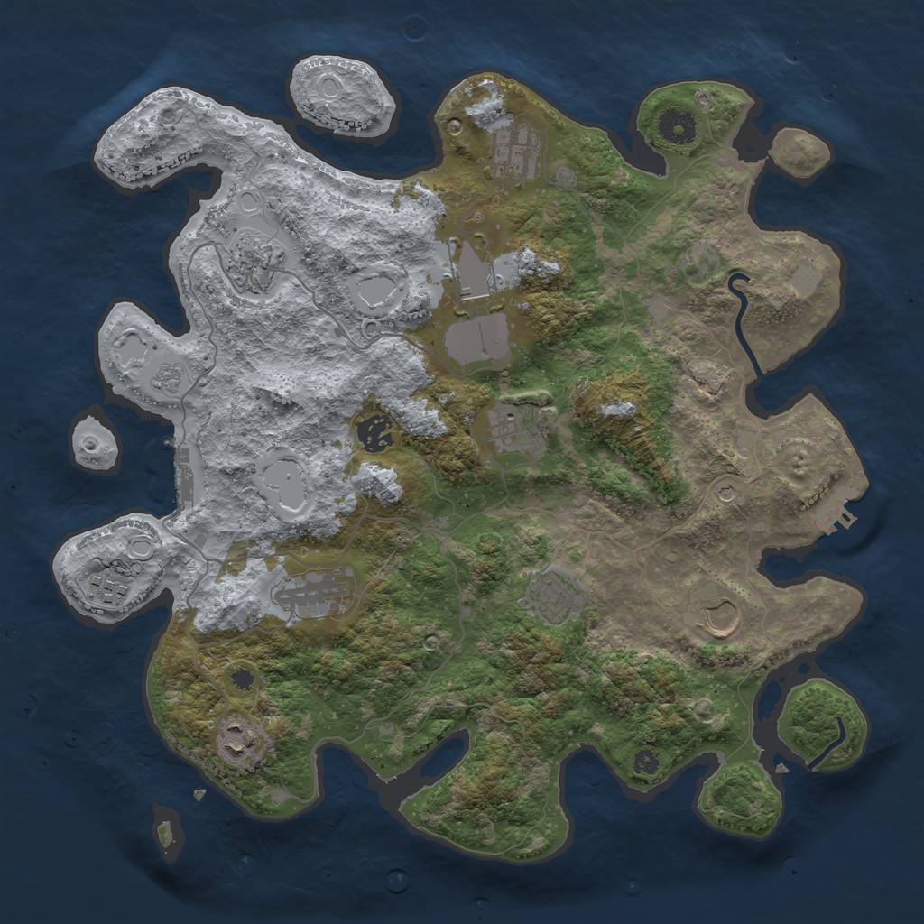 Rust Map: Procedural Map, Size: 3750, Seed: 336752528, 19 Monuments