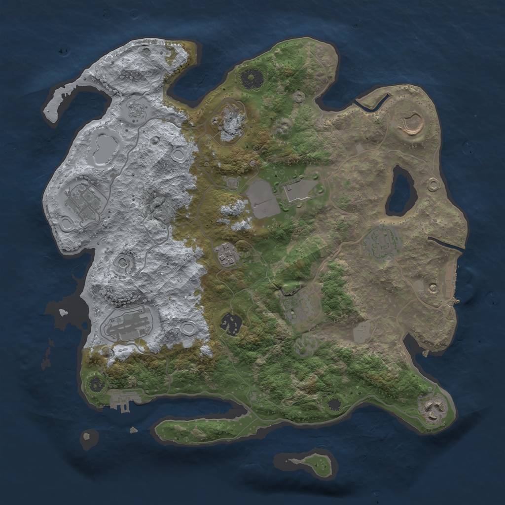 Rust Map: Procedural Map, Size: 3500, Seed: 193292392, 19 Monuments