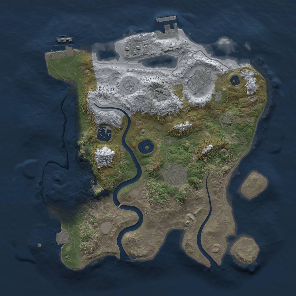 Rust Map: Procedural Map, Size: 3000, Seed: 1993, 10 Monuments