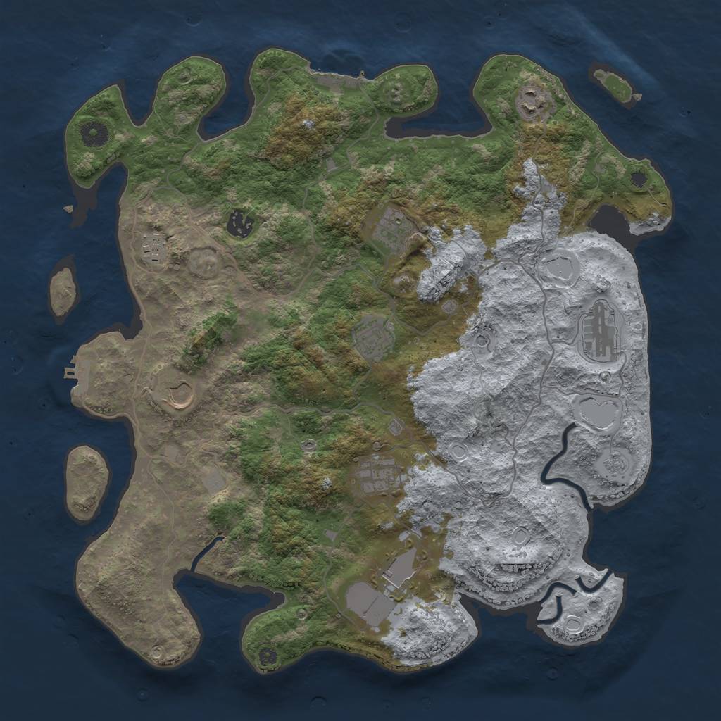 Rust Map: Procedural Map, Size: 4000, Seed: 128649204, 18 Monuments