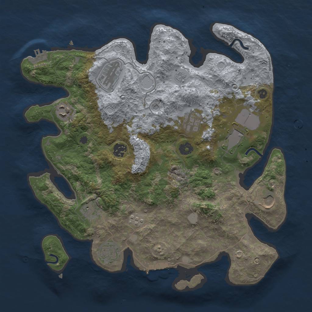Rust Map: Procedural Map, Size: 3500, Seed: 13472470, 18 Monuments