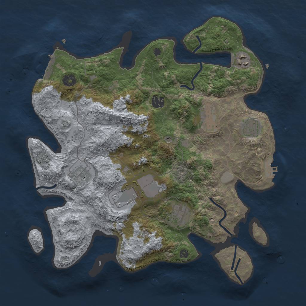 Rust Map: Procedural Map, Size: 3500, Seed: 14864169, 17 Monuments