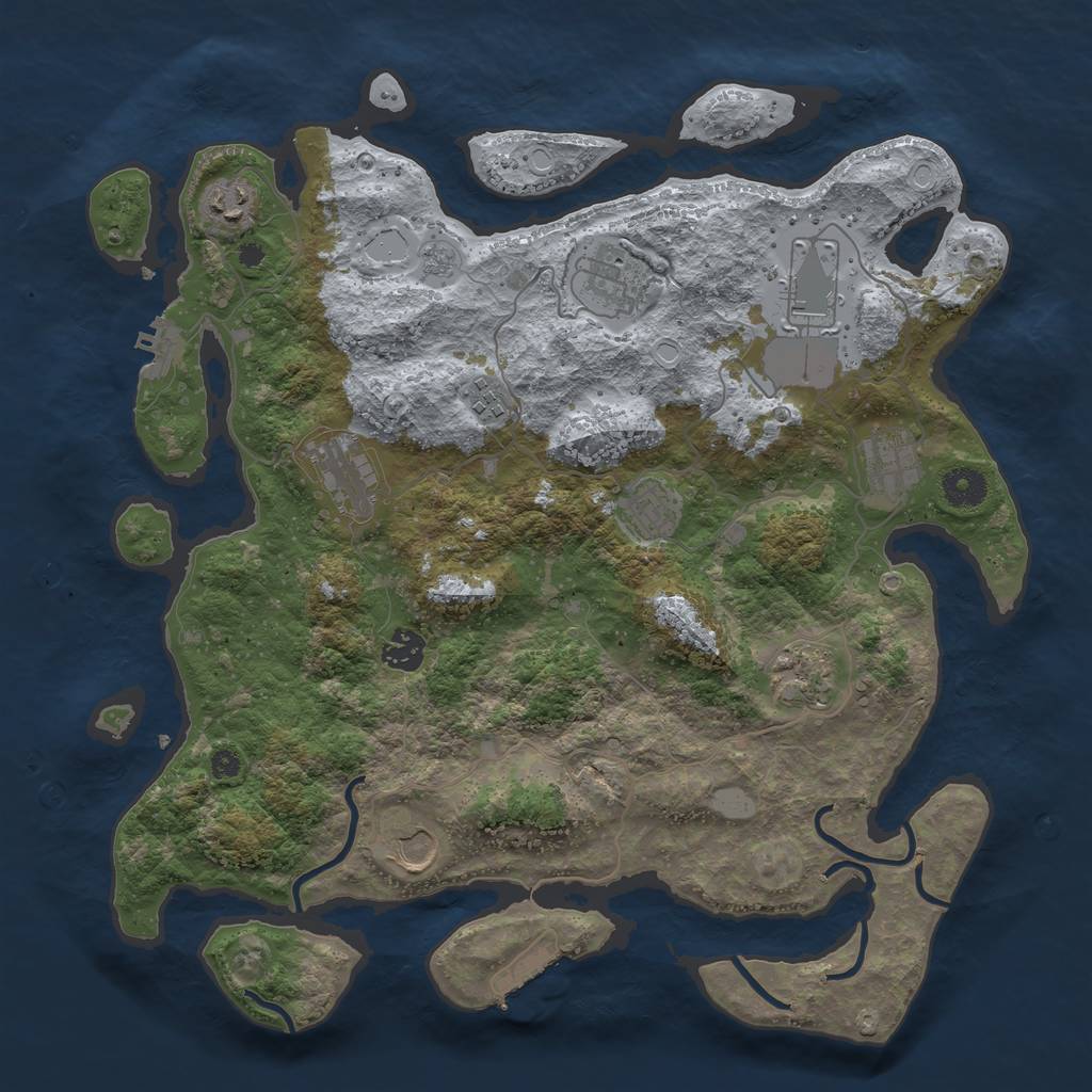 Rust Map: Procedural Map, Size: 3850, Seed: 3154855, 18 Monuments