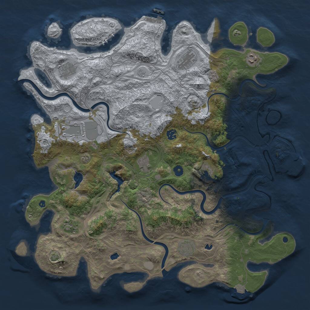 Rust Map: Procedural Map, Size: 4500, Seed: 83383909, 16 Monuments