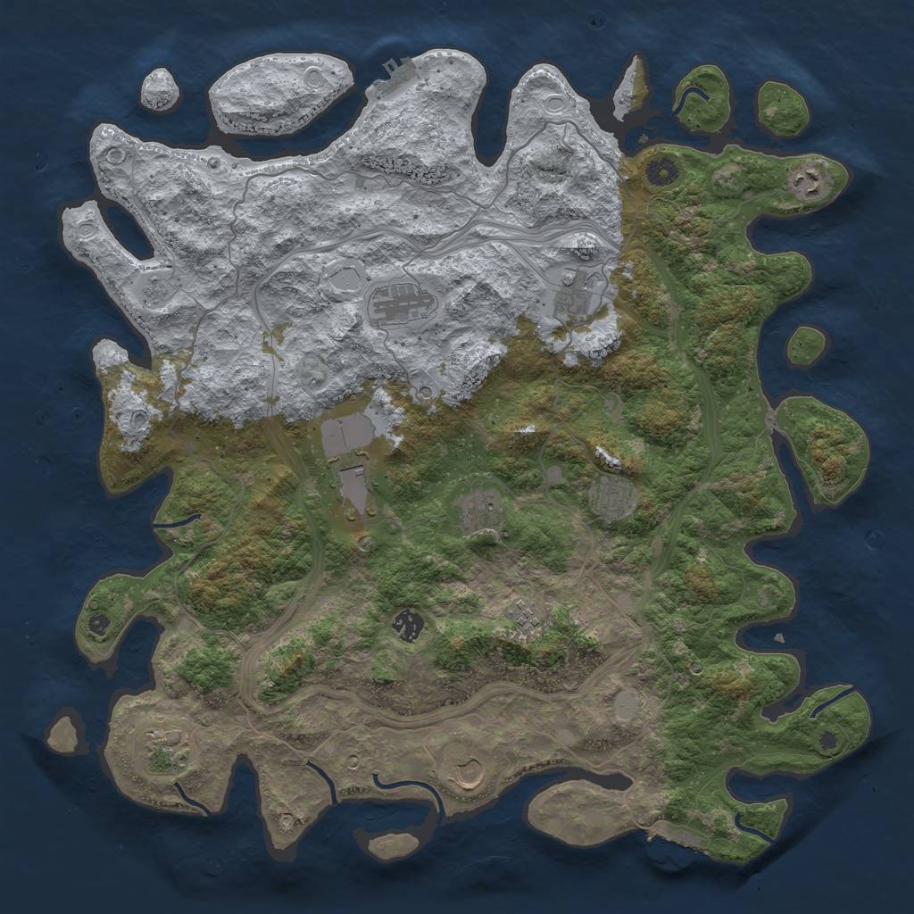 Rust Map: Procedural Map, Size: 4500, Seed: 83383909, 19 Monuments