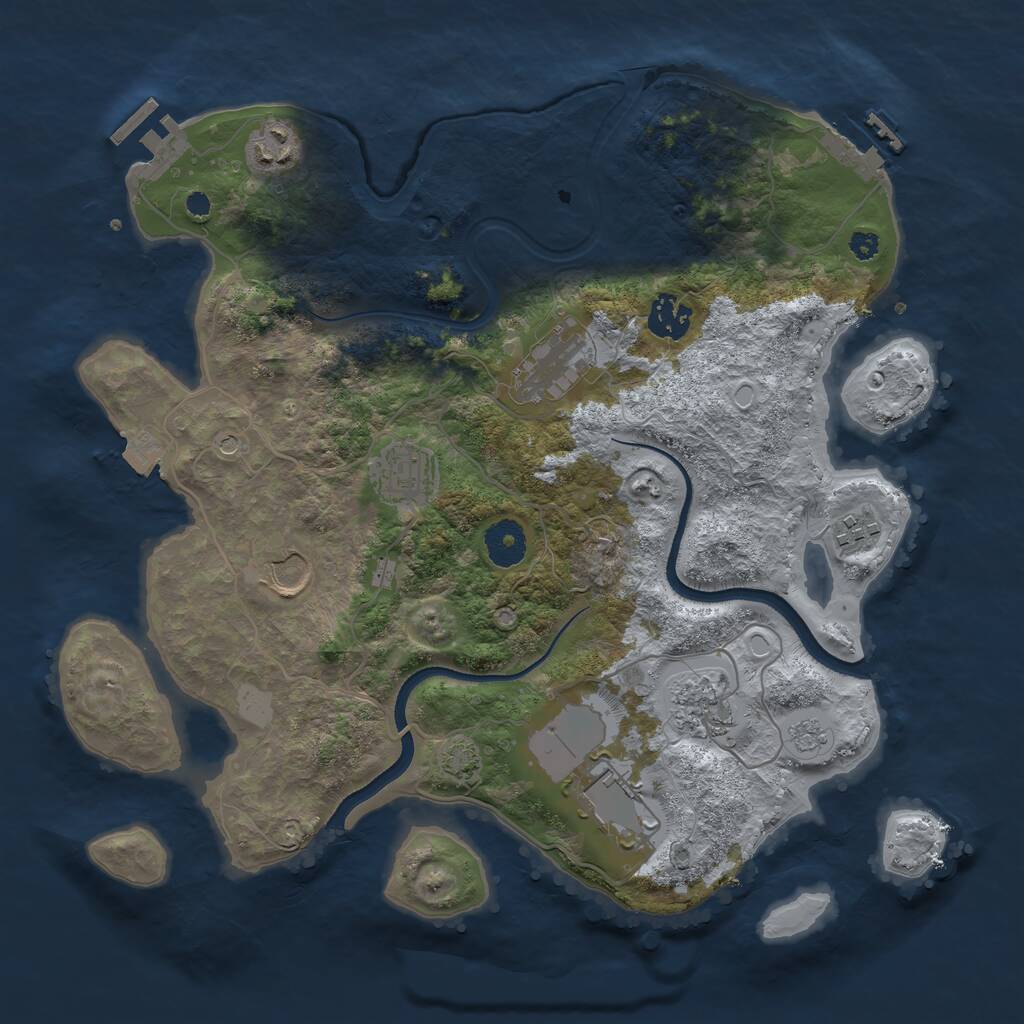 Rust Map: Procedural Map, Size: 3500, Seed: 558310300, 14 Monuments