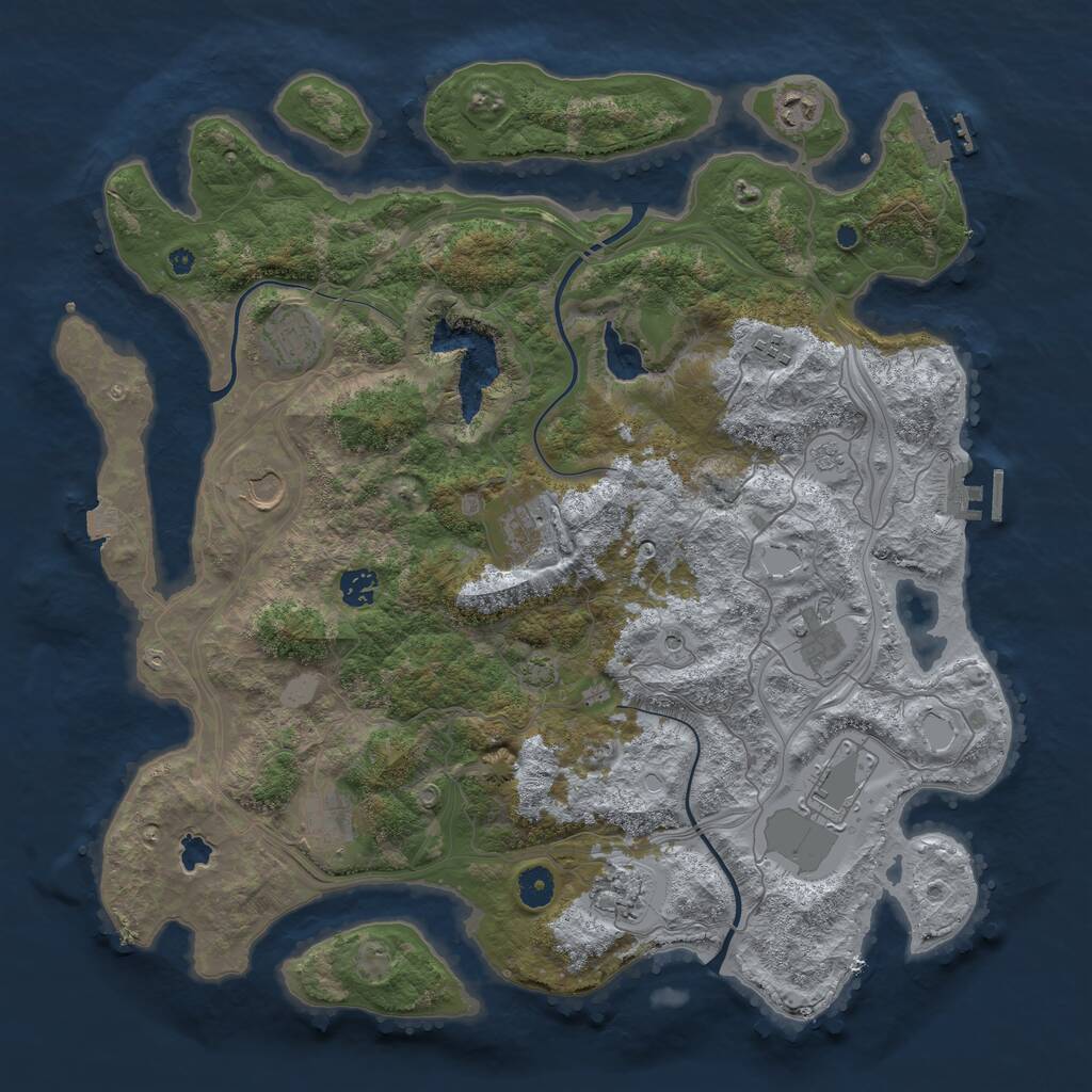 Rust Map: Procedural Map, Size: 4250, Seed: 91766944, 16 Monuments