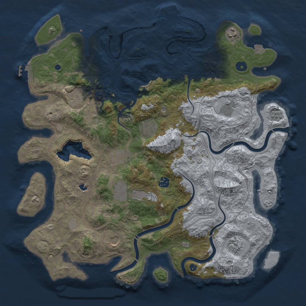 Rust Map: Procedural Map, Size: 4250, Seed: 581486653, 16 Monuments